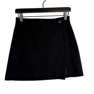 Babaton Aritzia Madden Mini Wrap Skirt Black - 4
